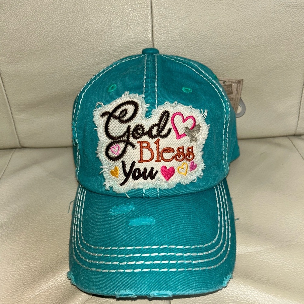 KBETHOS Teal Cap with Embroidered Blessing